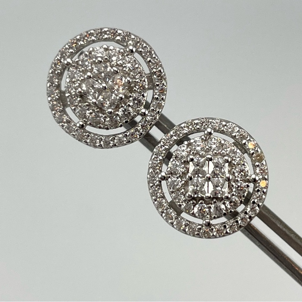 Beautiful DBJ 925 Sterling Silver CZ Rhinestone Round Stud Earrings Elegant Cute